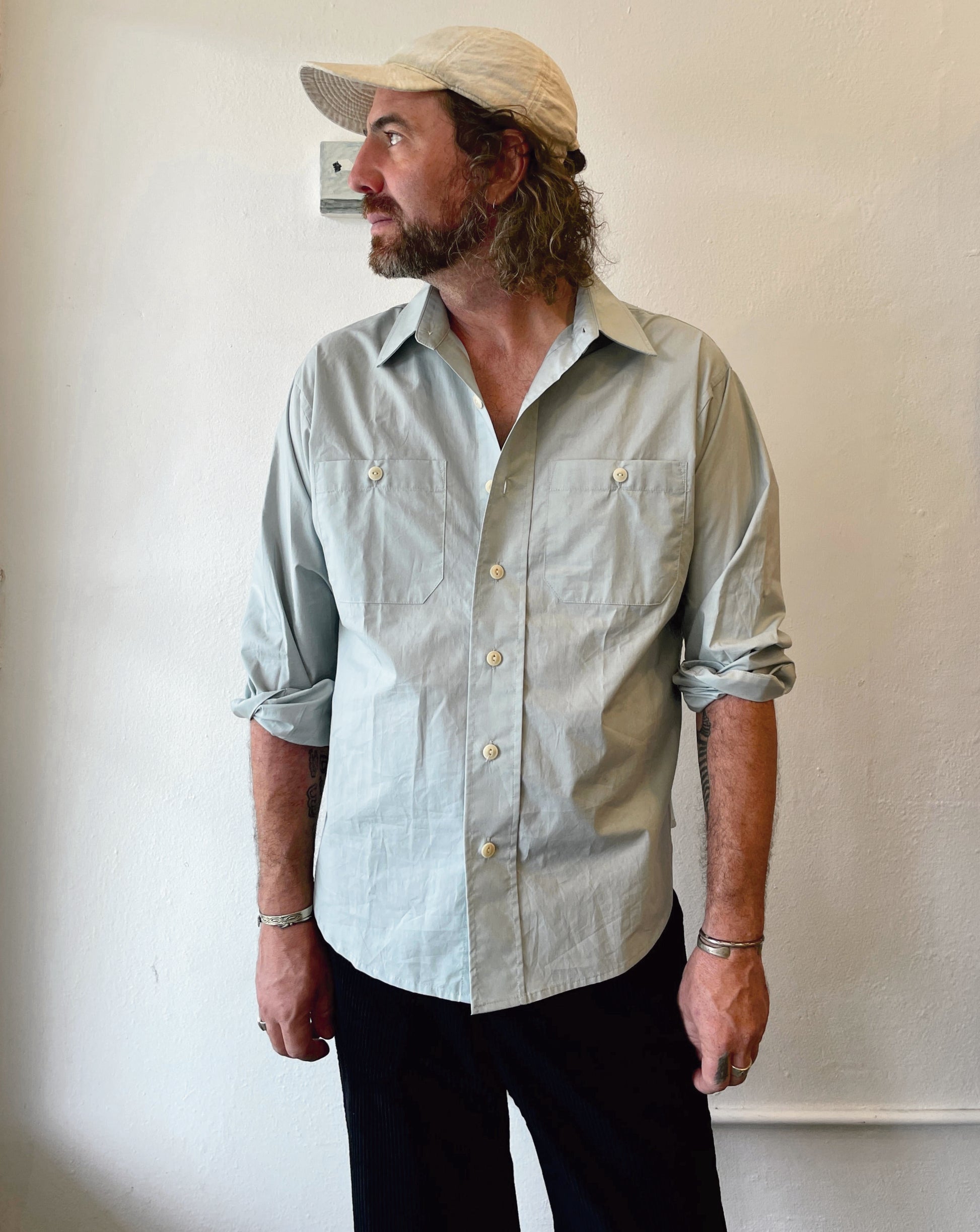 Stylish Blue Poplin Engineer Shirt