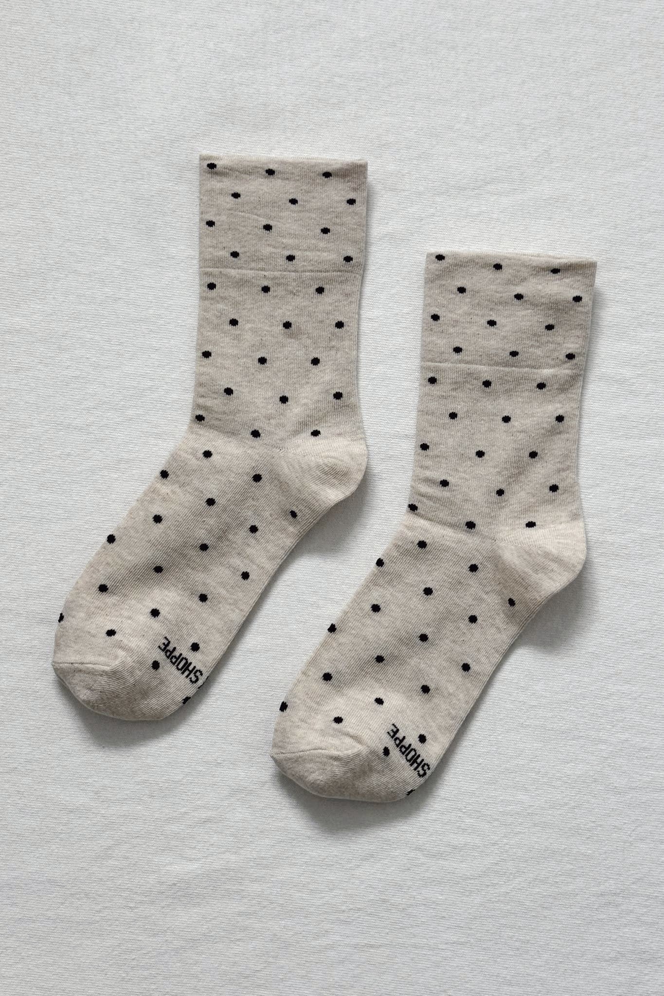 Chic Oatmeal Polka Dot Sneaker Socks