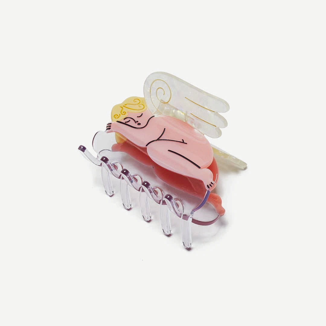 Charming Cherub Angel Christmas Hair Claw with Blonde Hair