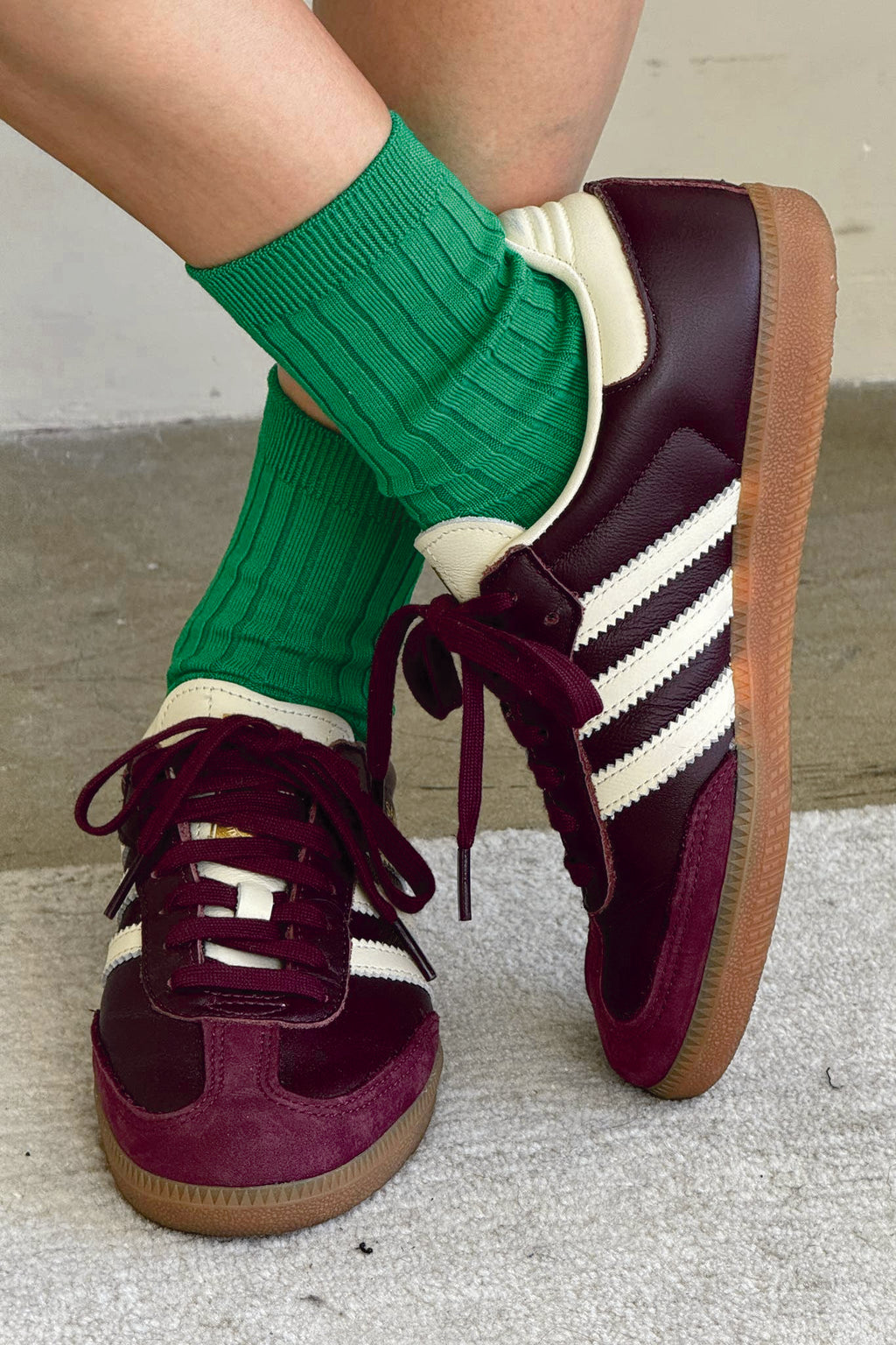 Her Socks: Vibrant Kelly Green Mercerized Combed Cotton Rib