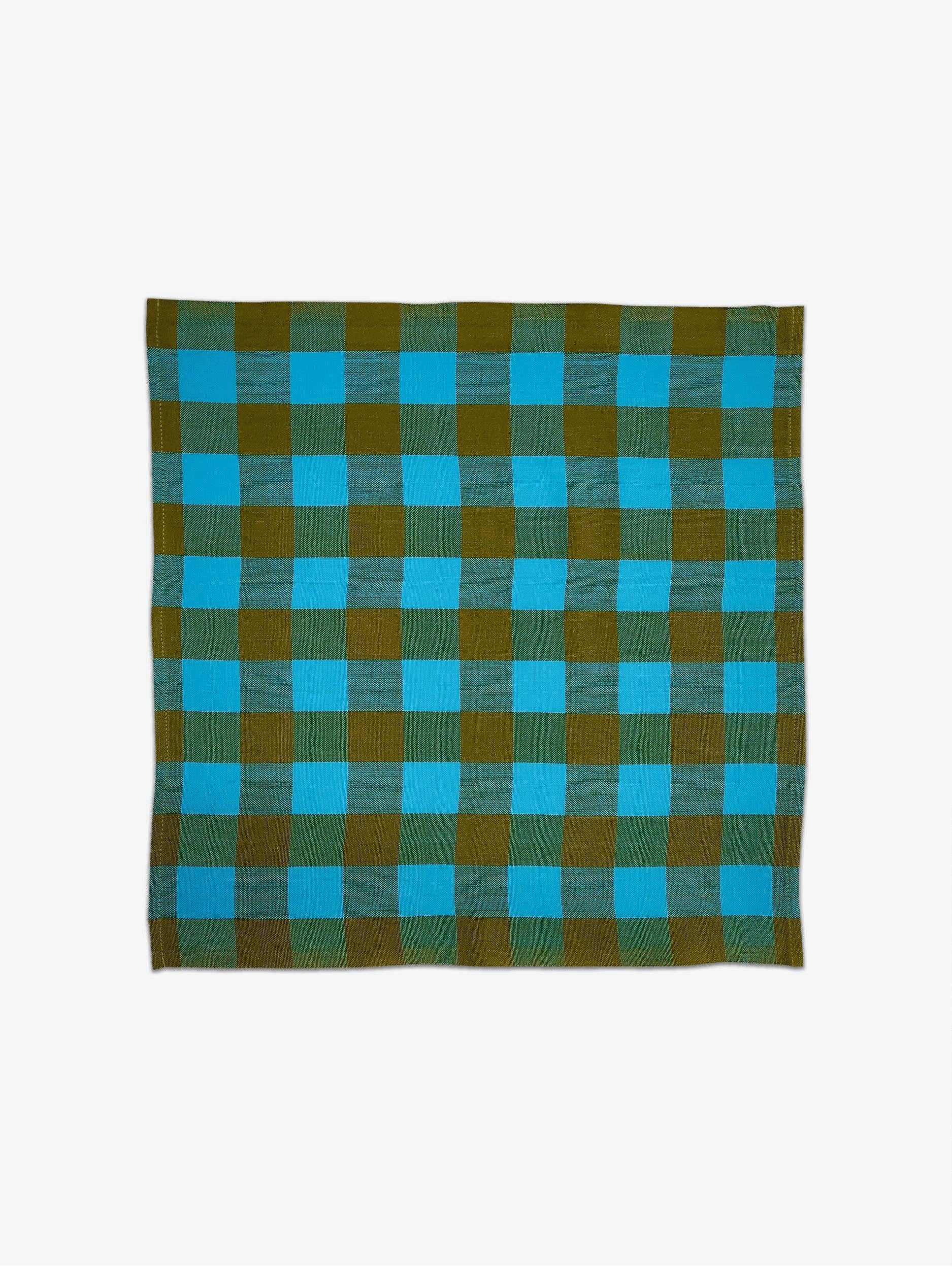 Stylish Big Gingham Napkin Pair - Pond