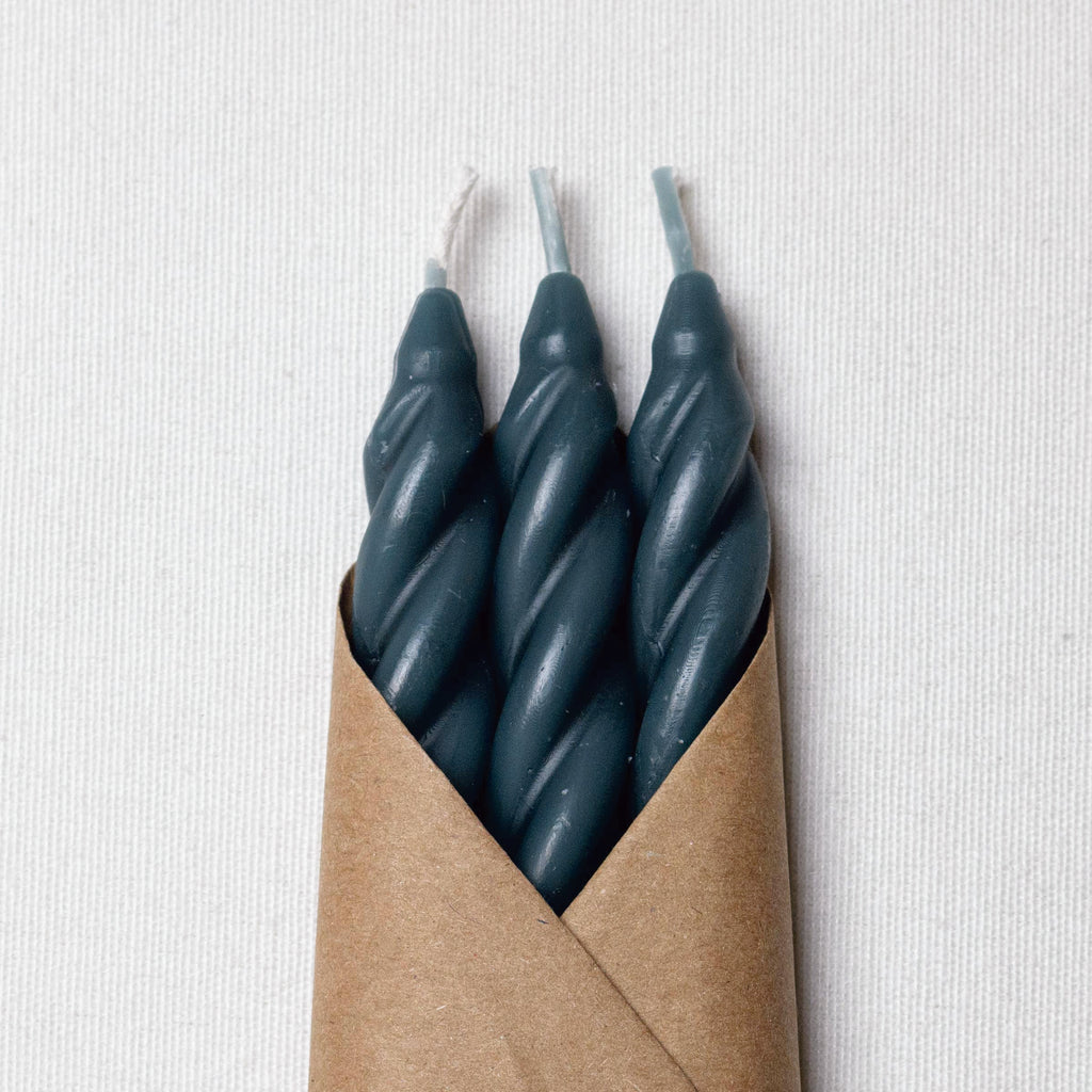 River Beeswax Spiral Taper Candles: Set of 3