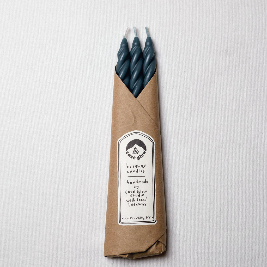 River Beeswax Spiral Taper Candles: Set of 3