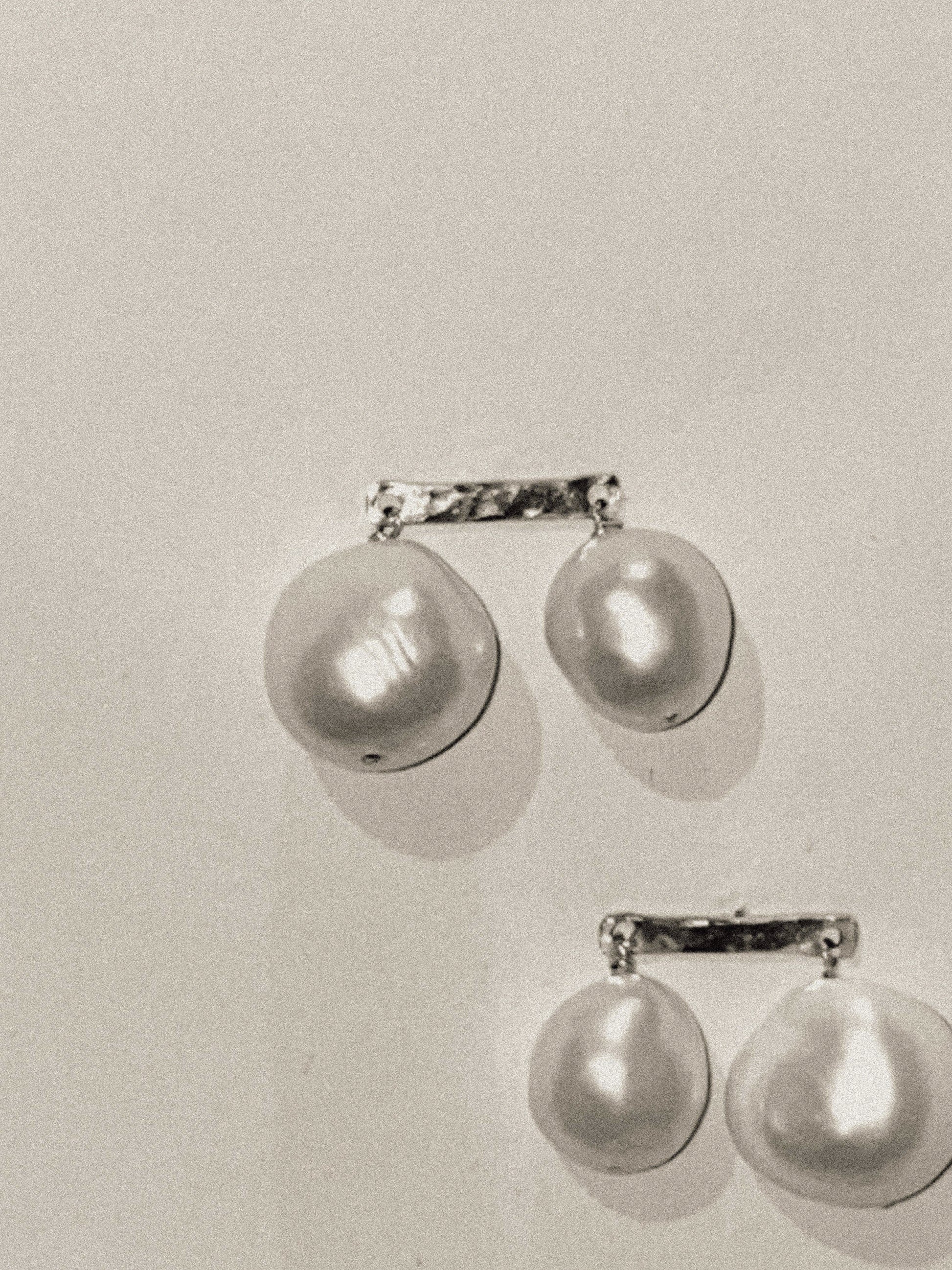 Chic Duet Freshwater Pearl Dangle Earrings: Gold Filled