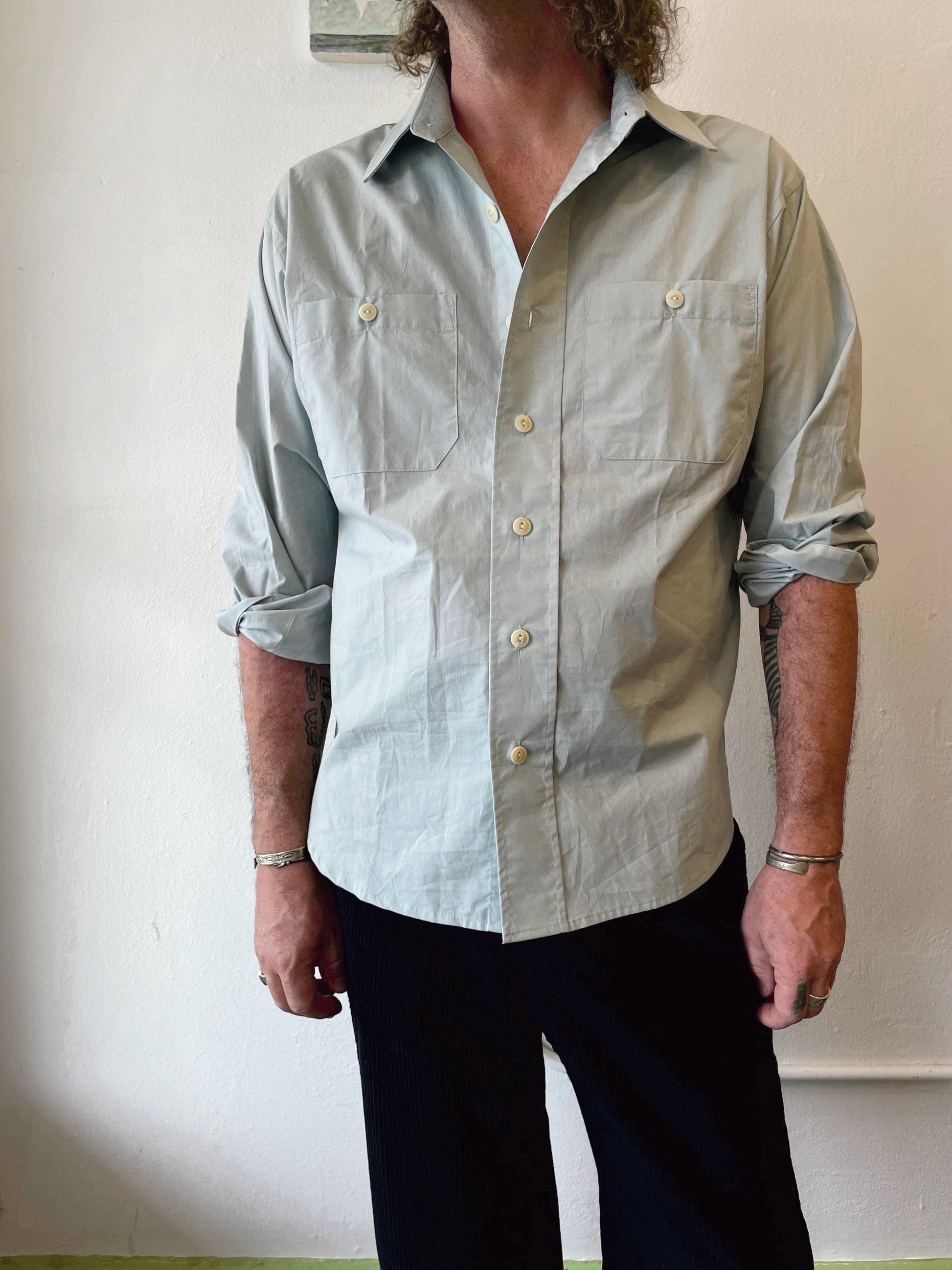 Stylish Blue Poplin Engineer Shirt