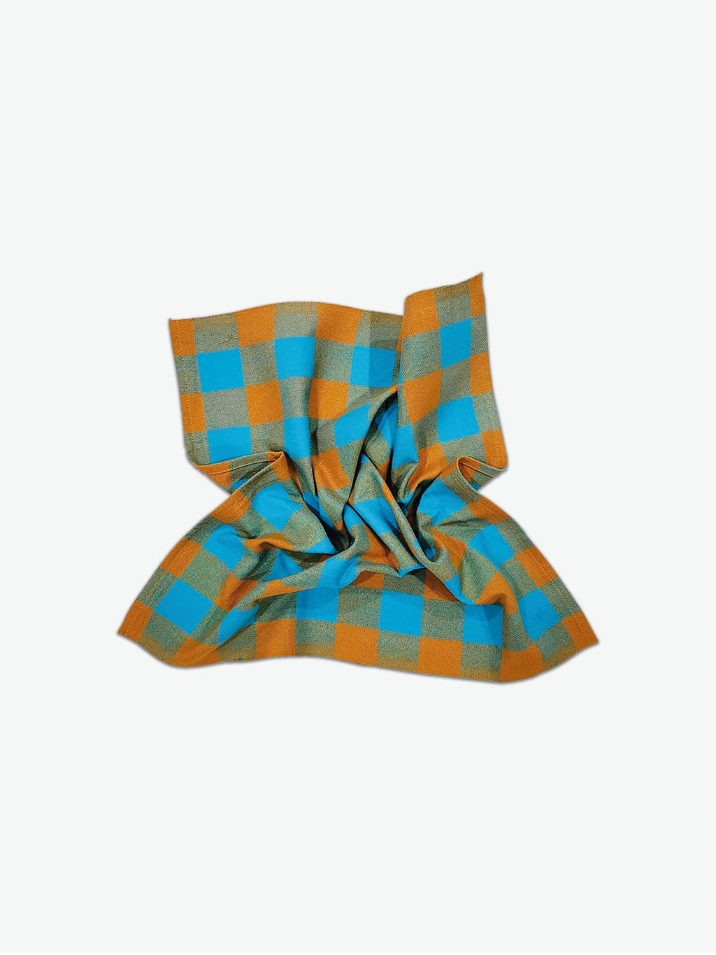 Vibrant Gingham Napkin Pair in Pool Blue
