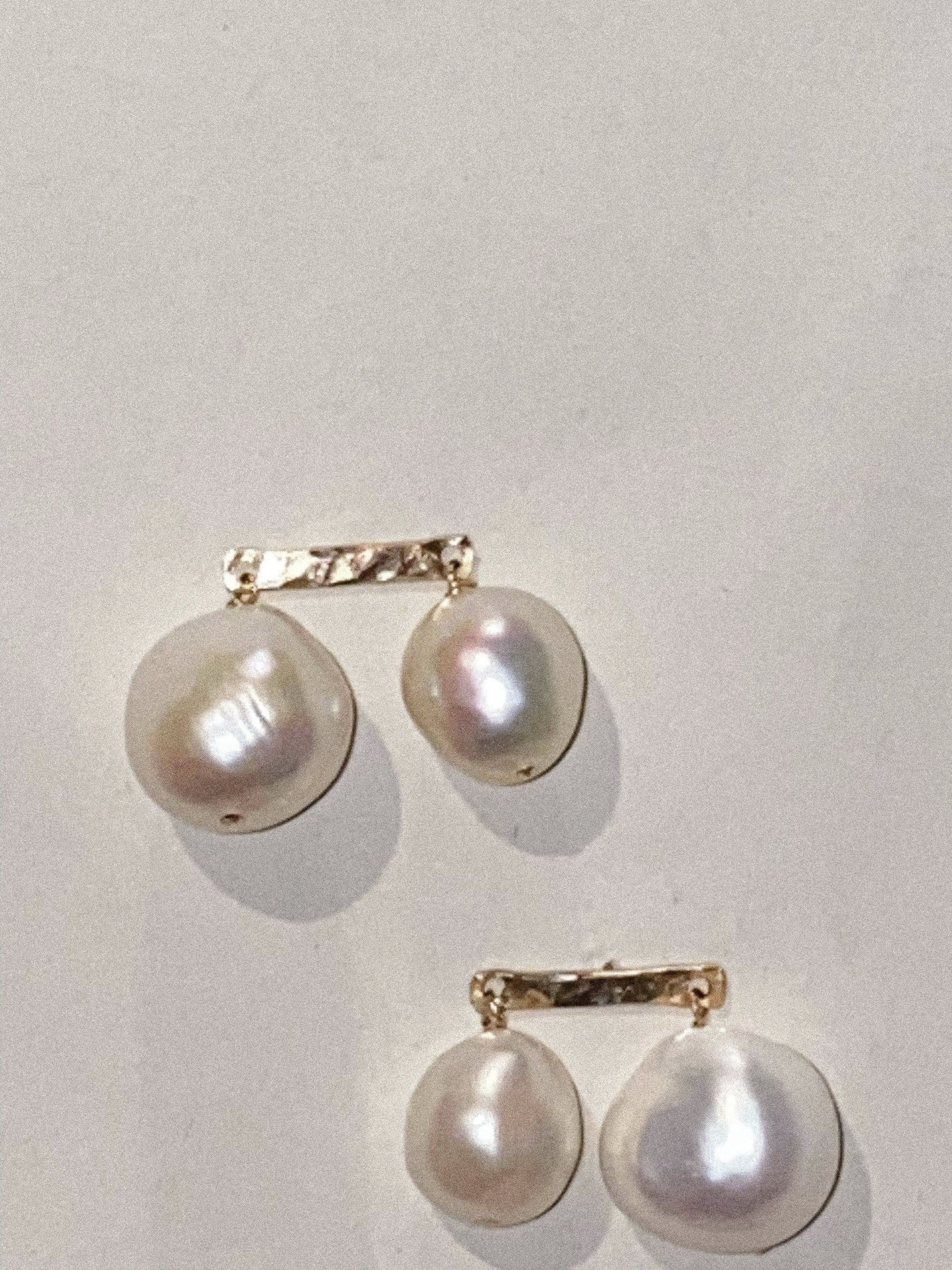 Chic Duet Freshwater Pearl Dangle Earrings: Gold Filled
