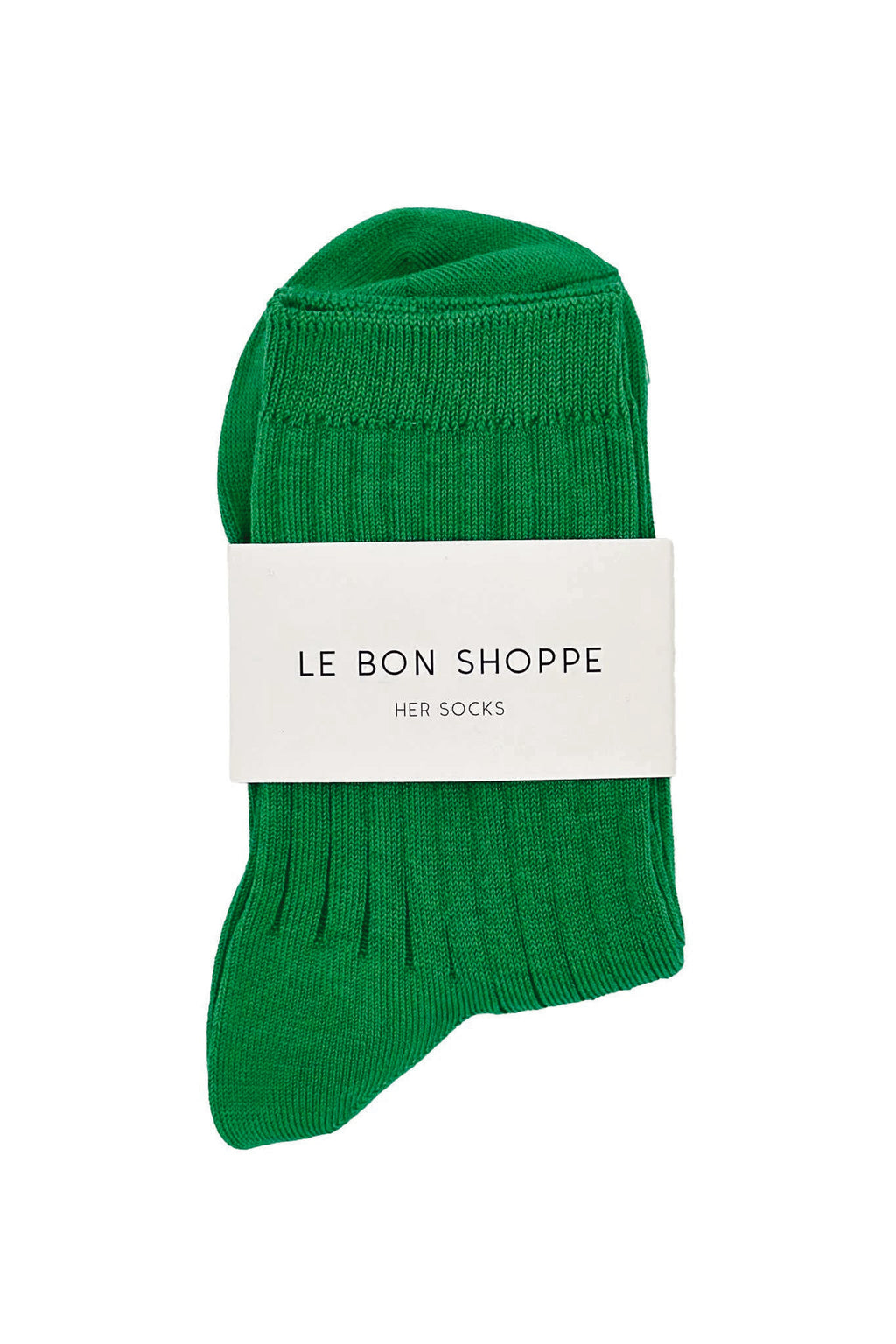 Her Socks: Vibrant Kelly Green Mercerized Combed Cotton Rib