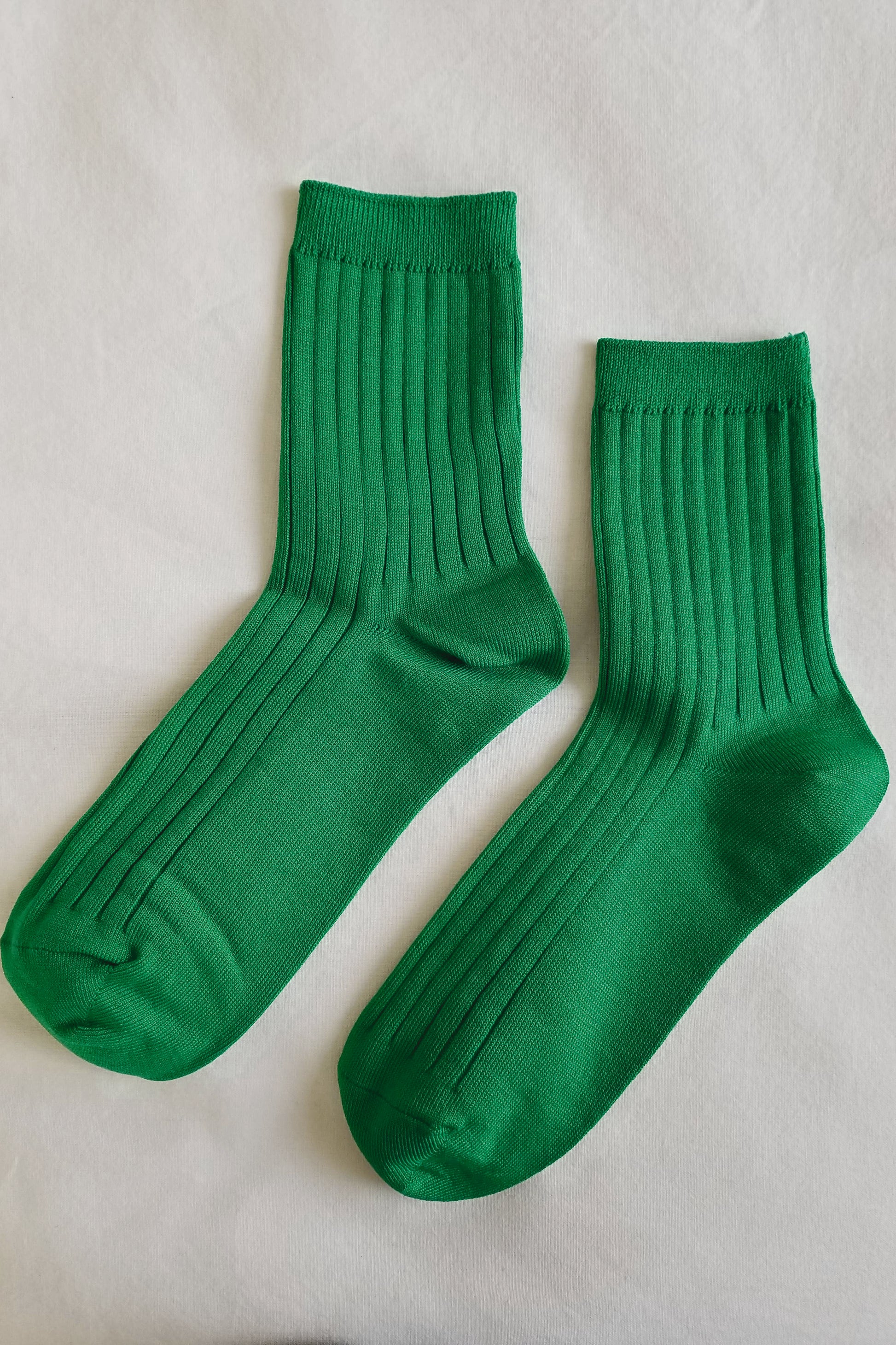 Her Socks: Vibrant Kelly Green Mercerized Combed Cotton Rib