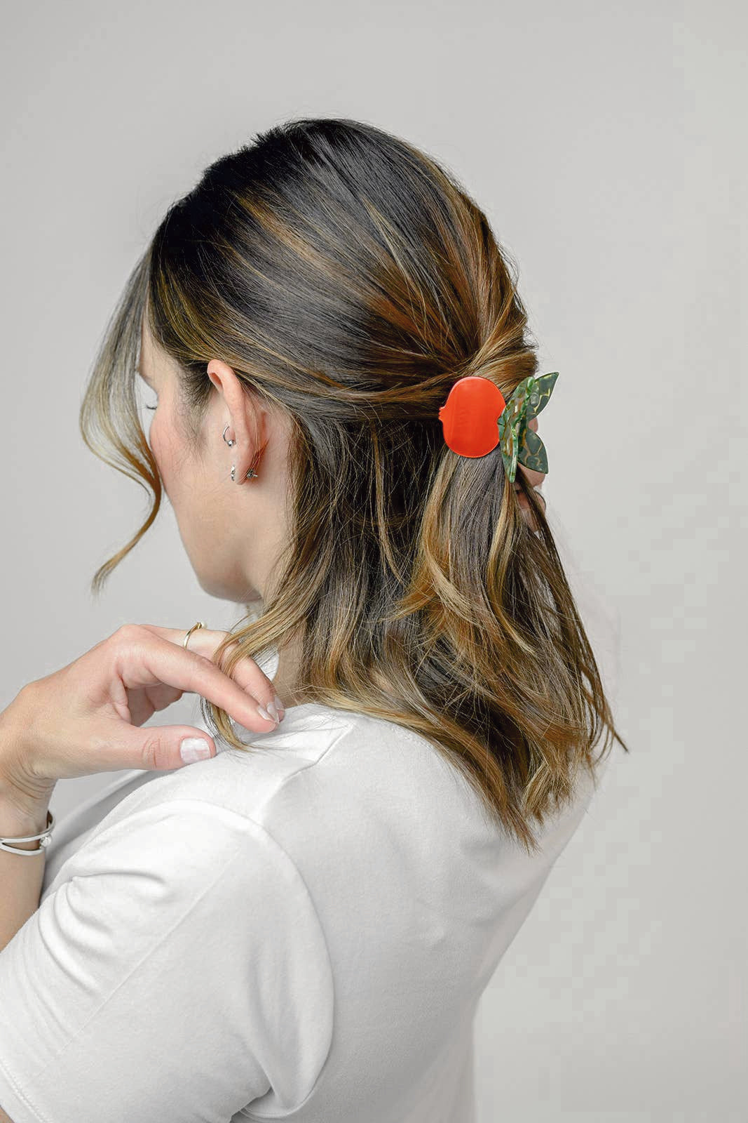 Vibrant Red Pomegranate Hair Claw with Butterfly Handle