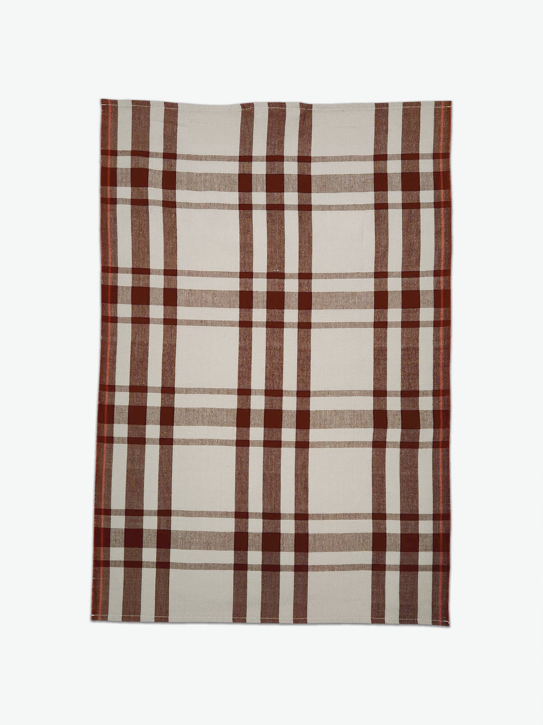 Charming Brown Plaid Cotton Tea Towel