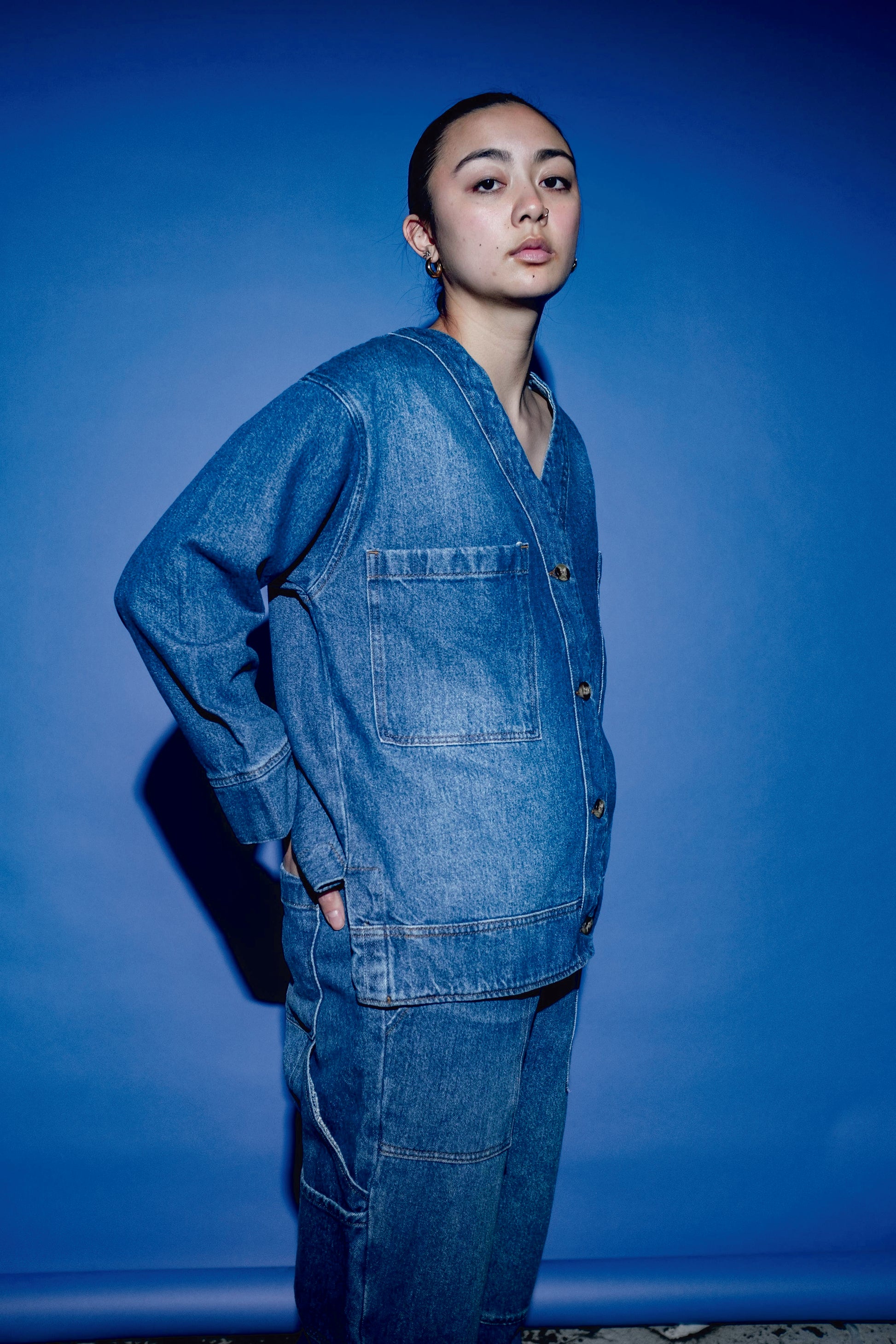 Stylish Miguel Blue Denim Cardigan