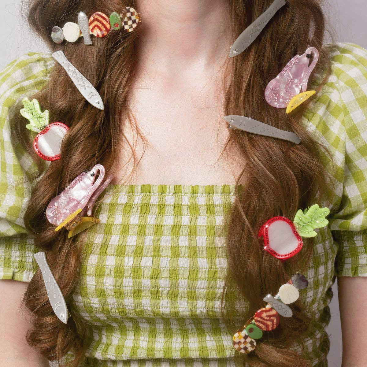 Glamorous Rhinestone Radish Slice Small Acetate Hair Claw