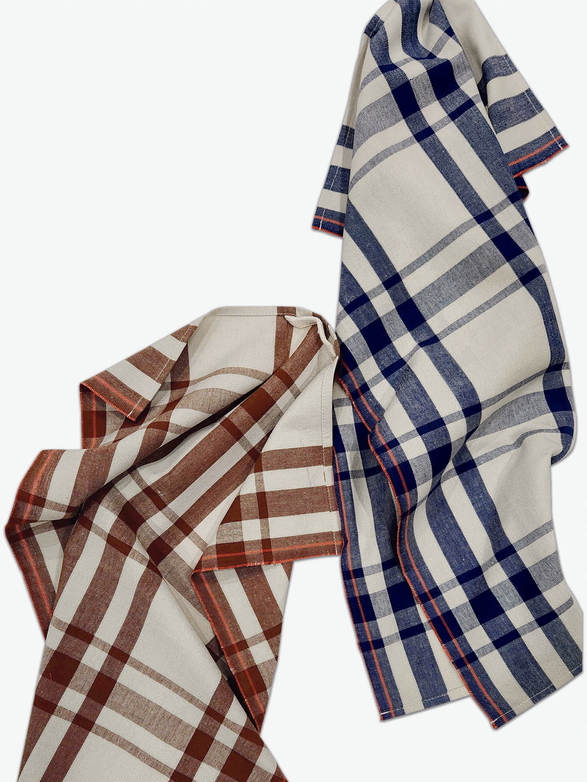 Charming Brown Plaid Cotton Tea Towel