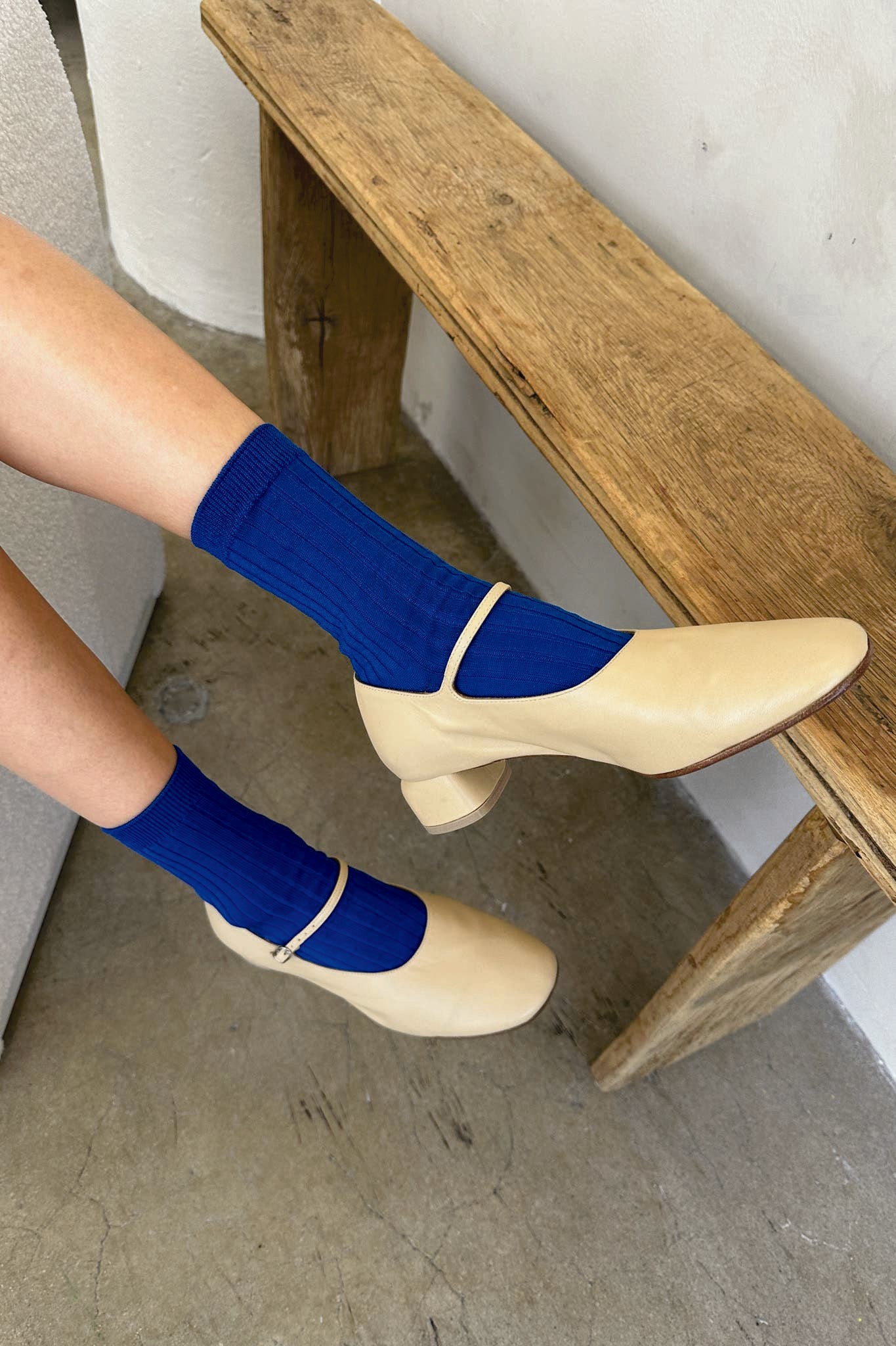 Her Socks in Cobalt