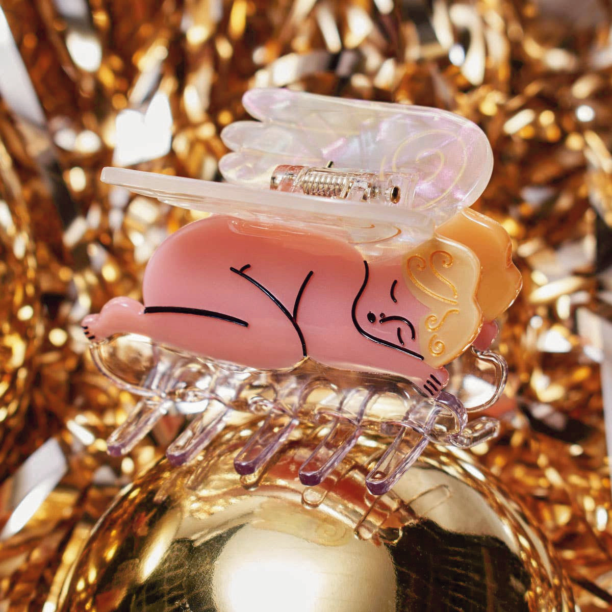 Charming Cherub Angel Christmas Hair Claw with Blonde Hair