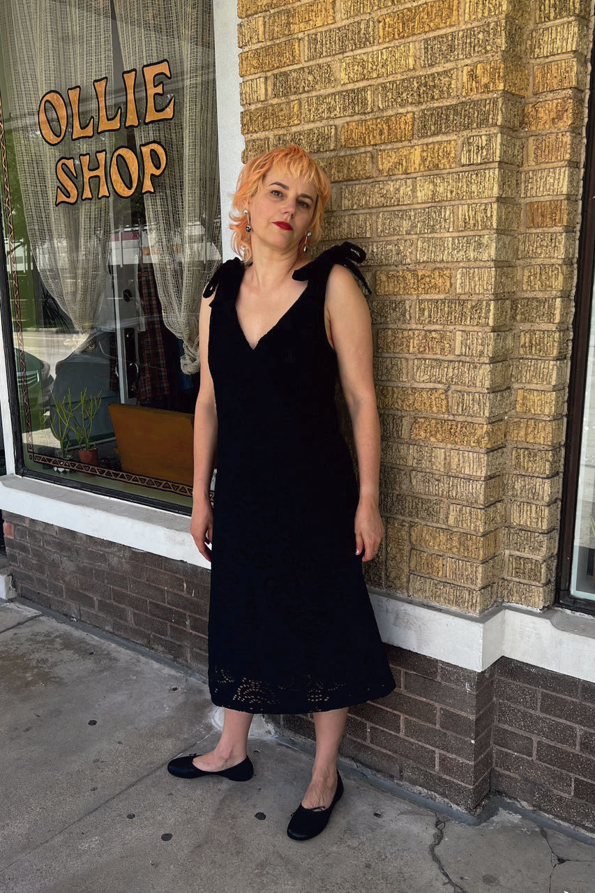 Elegant Seine Dress in Black Eyelet
