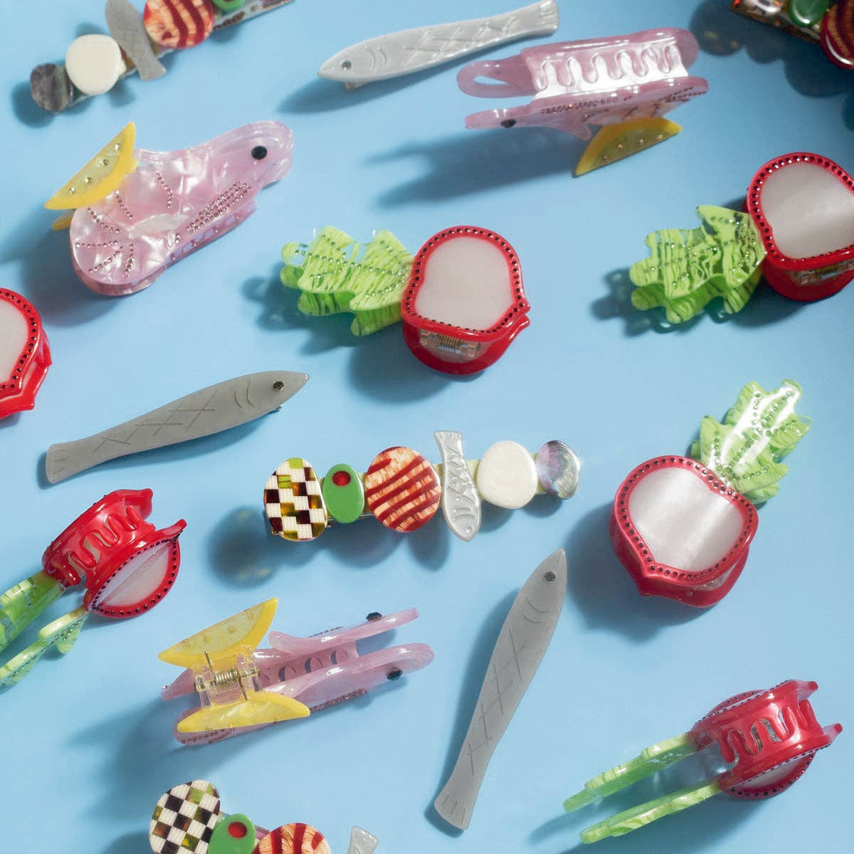Glamorous Rhinestone Radish Slice Small Acetate Hair Claw