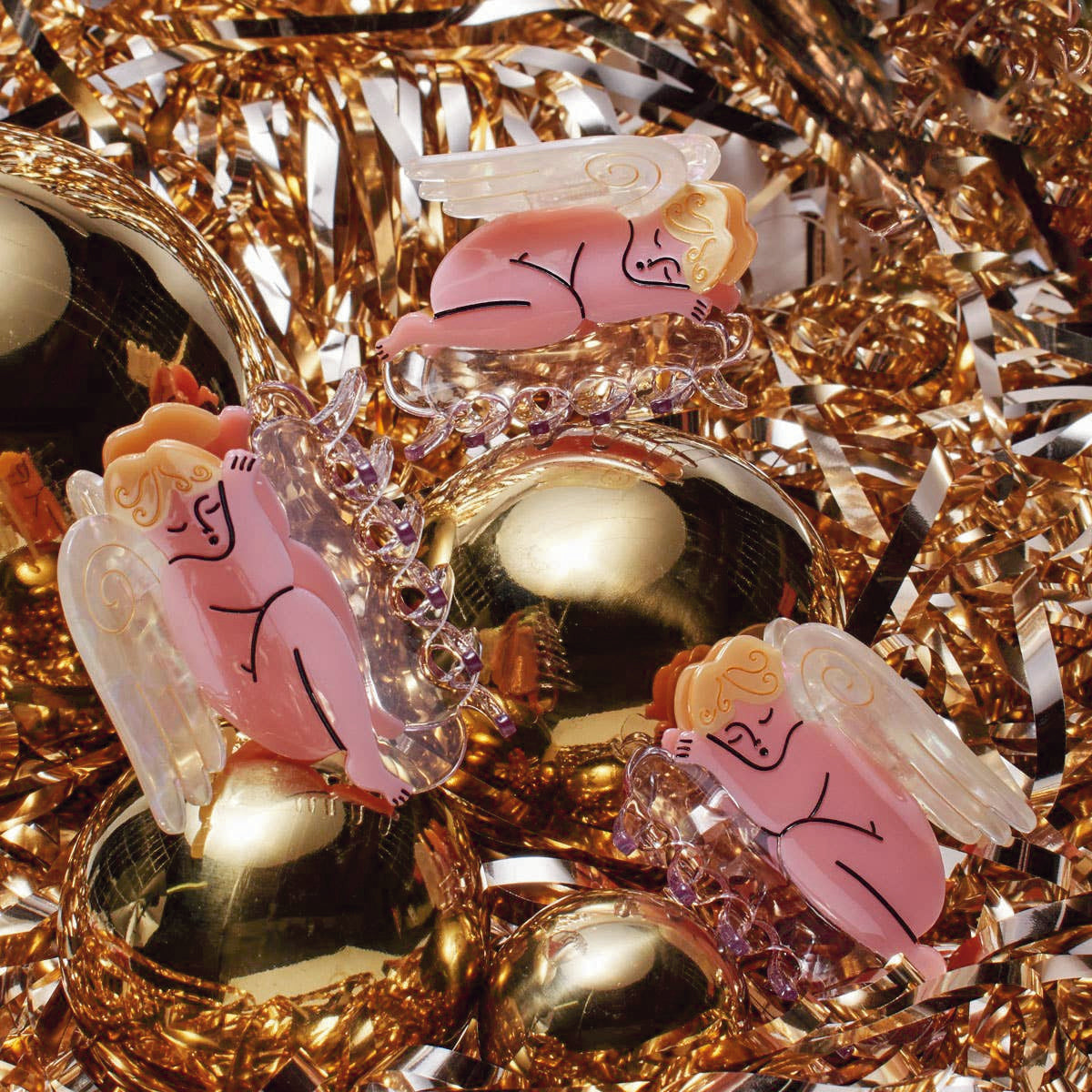 Charming Cherub Angel Christmas Hair Claw with Blonde Hair